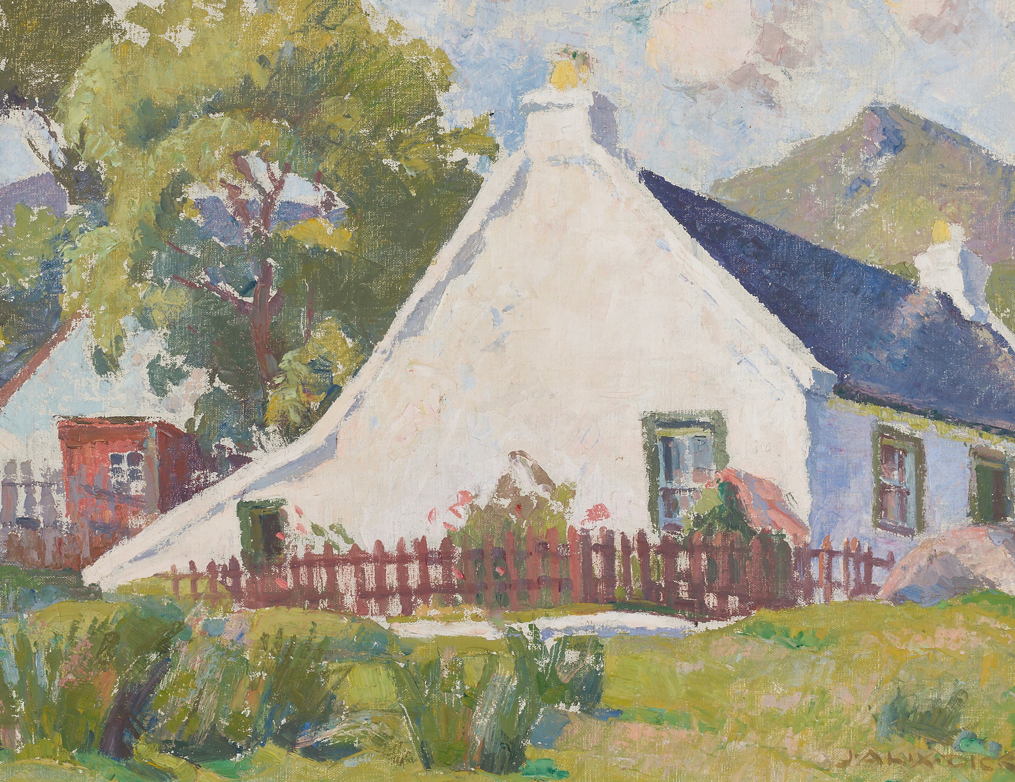 LOT 164 | § JESSIE ALEXANDRA DICK A.R.S.A. (SCOTTISH 1896-1976) | THE WHITE COTTAGE | £600 - £800 + fees
